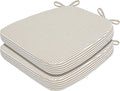 AAAAAcessories D-Shaped Chair Cushions, 2" Thick Dining Chair Pads with Ties and Removable, Machine-Washable Cover, 17" x 16", Set of 2, Natural Sand Pinstripe by AAAAAcessories