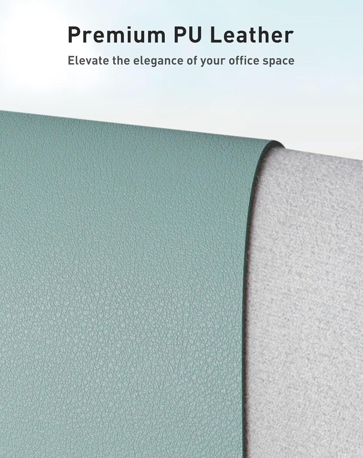 Aothia Faux Leather Desk Mat - Large Mouse Pad, Non-Slip PU Leather Blotter, Waterproof Writing Surface for Office and Home (Light Blue, 63" x 17") - Image 2