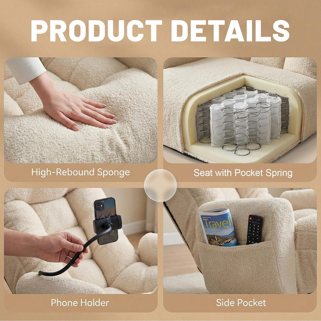 Cozy Gaming Chair Floor Sofa, Beige - Image 3