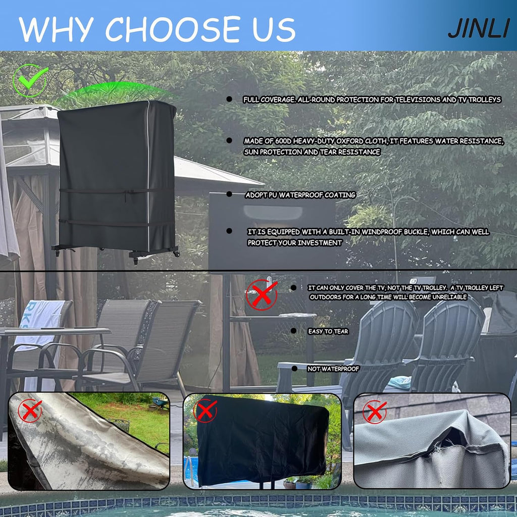 JINLI 55-60 Inch Weatherproof Oxford TV Trolley Cover for Rolling Stand - Image 4
