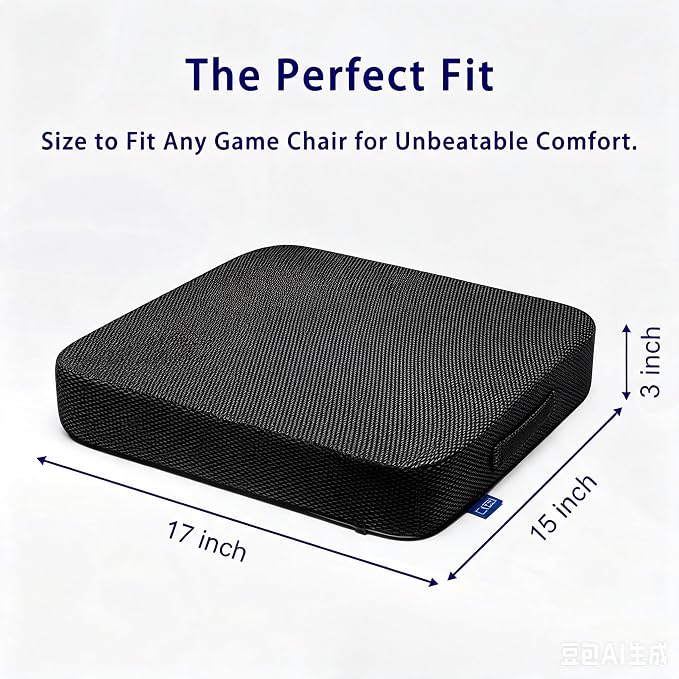 Ifoam Gel Infused Memory Foam Layer Wheelchair Cushion - Seat Cushion for Wheelchair-Office Chair, Kitchen Chair-Pressure Sore and Tailbone Pain Relief-High Dense Polyfoam Base (Black, 17×15×3 inch) - Image 2