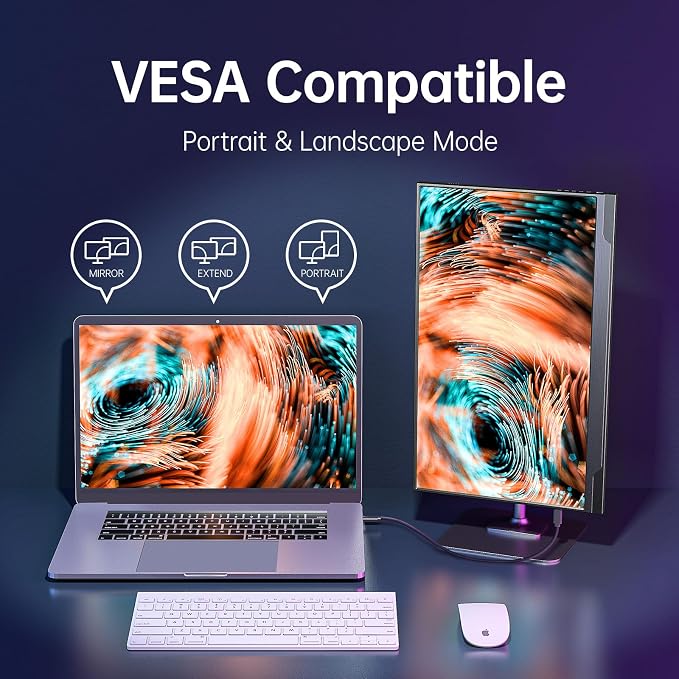 cocopar Portable Monitor 17.3 Inch 1080P FHD 60Hz 100% sRGB Travel Monitor with Speaker HDMI USB-C Second Screen for Laptop MacBook Surface PC Xbox PS4/5, VESA Mountable, with Full Cover Stand - Image 7
