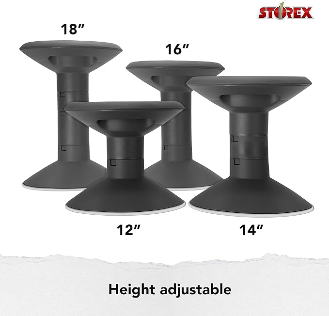 Storex Wiggle Stool – Active Flexible Seating for Classroom and Home Study, Adjustable 12-18 Inch Height, Black (00300U01C) - Image 3
