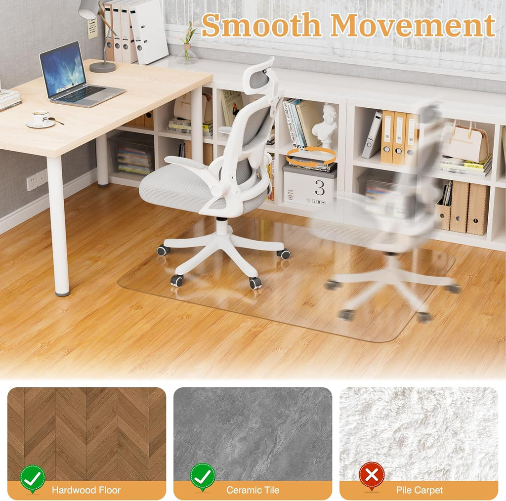 Office Chair Mat for Hardwood Floor, 46" x 60" Clear Plastic - Image 4