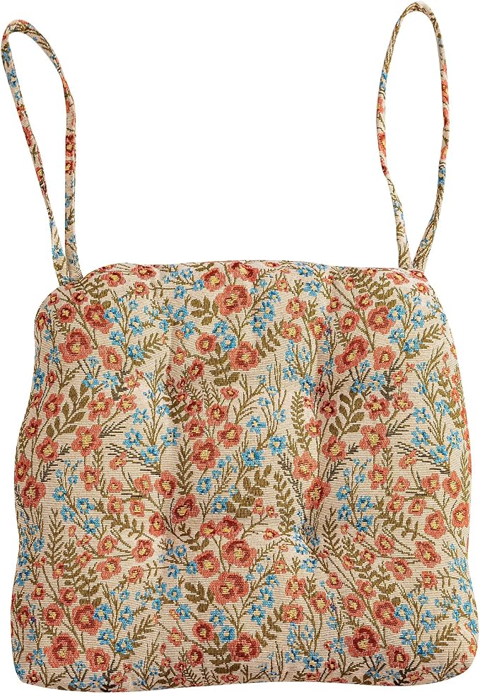 vctops Farmhouse Floral Print Chair Cushions with Ties U-Shaped Soft Comfortable Chair Pads Non Slip Seat Cushions for Indoor Dining Room and Kitchen Chairs (Flower G,18"x18") by vctops