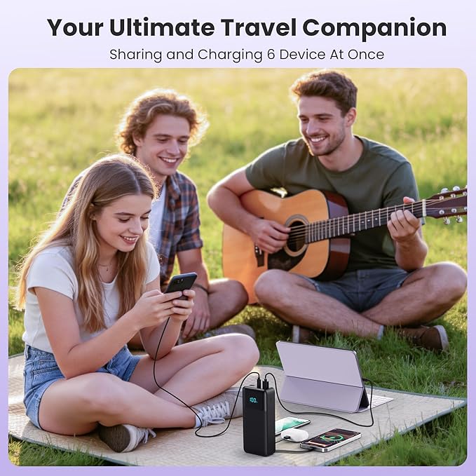 Portable Charger Power Bank 50800mAh,25W USB C Fast Charging Battery Pack with 3 Built in Cables & LED Display,6 Output 2 Input Travel Essentials Phone Charger for iPhone 17/16/15,Galaxy,Android etc - Image 7