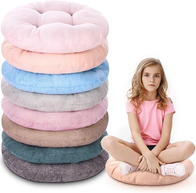 Fumete 8 Pcs Round Floor Cushions for Classroom Kids,Cloudy Pastel | 16 Inch Diameter, Students Flexible Seating Pillows, Home Daycare School Reading Yoga Meditation, Soft Cushioned by Fumete