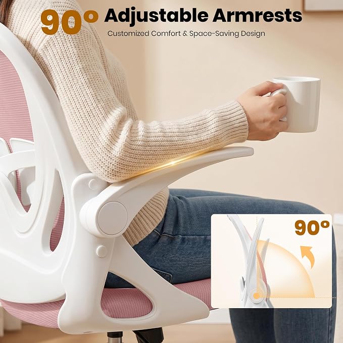 Drafting Chair Tall Office Chair with Flip-up Armrests Executive Ergonomic Computer Standing Desk Chair with Lumbar Support and Adjustable Footrest Ring (Rose Quartz) - Image 9