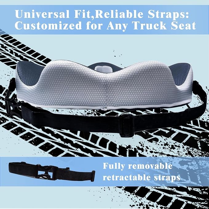 X-Large Truck Seat Cushion for Truck Drivers, Memory Foam Support | Seat Cushion for Long Driving & Sitting, Tailbone Pain Relief, Ergonomic Back Support, Non-Slip Washable Cover for Cars - Image 7