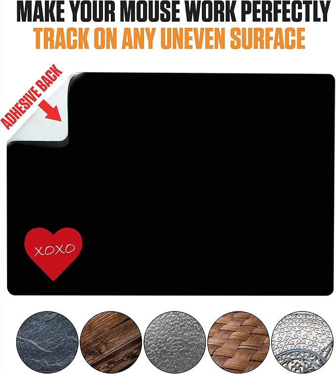 Mouse Pad Adhesive Bottom - Sticks to Any Surface - Portable - Webcam Covers and Screen Cleaner Included (Heart XOXO) - Image 5