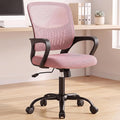 OLIXIS Ergonomic Office Desk Chair, Mid-Back Executive Computer Chair | Fixed Armrest, Rocking Mode, Height Adjustable, 360° Rolling Swivel Adults, Student, Pink by OLIXIS