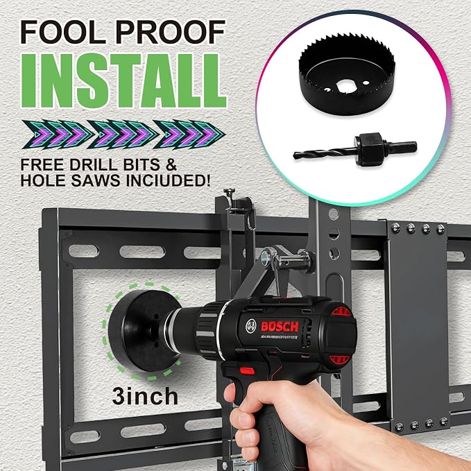 in-Wall Cable Management Kit, Wire Manager for Power and Low Voltage Cables, Tv Cord Hider for Wall-Mounted Tvs, Tv Cable Concealment Kit with Hole Saw Drill Bit Attachment - Image 5