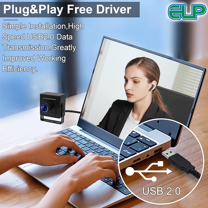 ELP Sony IMX323 Sensor Wide Angle Low Light Mini USB Camera Module with Metal Case HD 1080P 170degree Fisheye Webcam for Computer H.264 UVC USB2.0 Home Surveillance PC Camera for Laptop - Image 7
