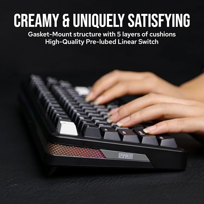 EPOMAKER TH85 QMK/VIA Wireless Gaming Keyboard, BT5.0/2.4GHz/USB-C | Hot-Swap Pre-lubed Custom Creamy Jade Linear Switches, Gasket Creamy Keyboard for PC/Mac/Office/Gaming (Black) - Image 8