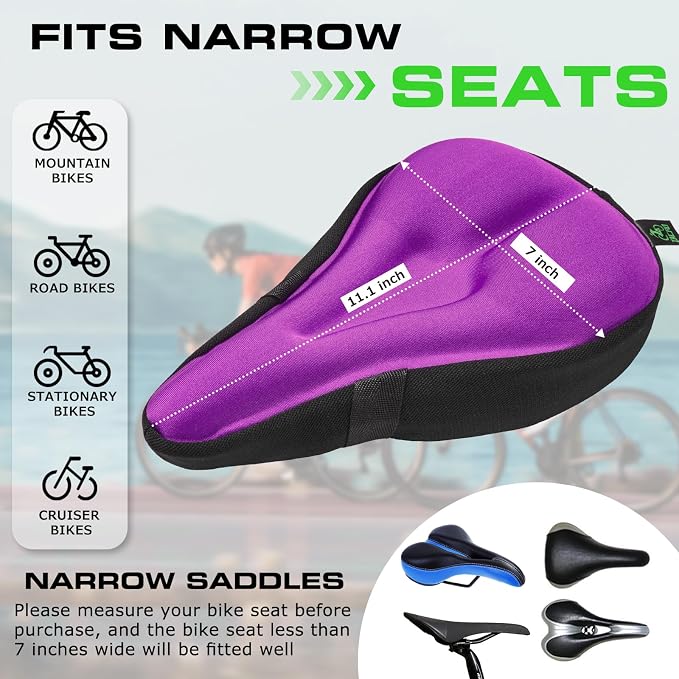 Zacro Bike Seat Cushion - Gel Padded Bike Seat Cover for Men Women Comfort, Extra Soft Exercise Bicycle Seat Compatible with Peloton, Outdoor & Indoor Bike Saddles - Image 2