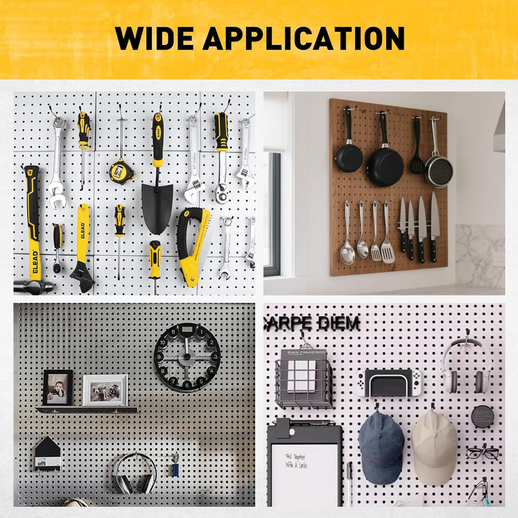 55-Piece 2 Inch Pegboard Hooks, Heavy Duty Peg Board Organizer Accessories, Peg Board Tool Hangers Fit for 1/4" and 1/8" Pegboard Hanging Tools Garage, Workshop, and Craft Storage - Image 6