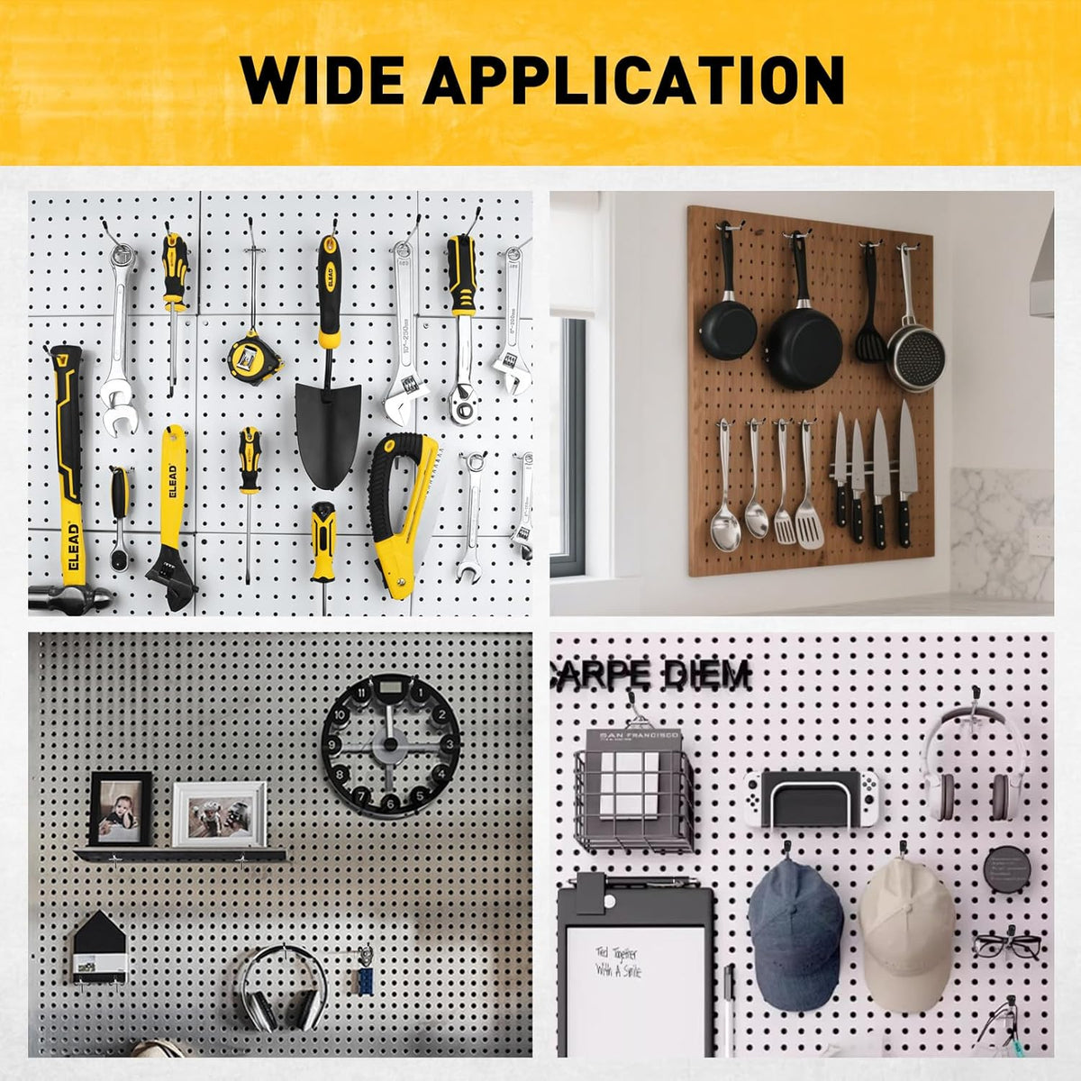 55-Piece 2 Inch Pegboard Hooks, Heavy Duty Peg Board Organizer Accessories, Peg Board Tool Hangers Fit for 1/4" and 1/8" Pegboard Hanging Tools Garage, Workshop, and Craft Storage - Image 6