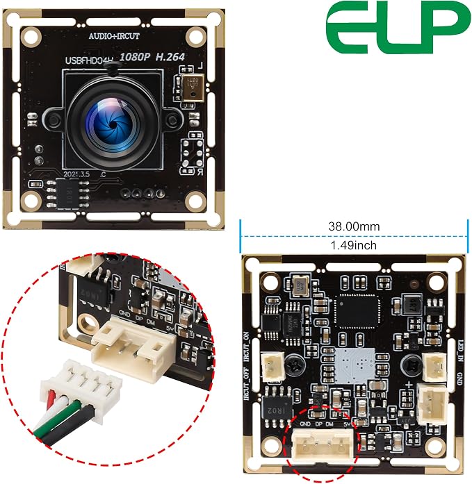 ELP H.264 1080P USB Camera Module with Microphone 3.6mm Wide Angle Webcam | FHD PC Camera for Computer & Laptop, UVC USB2.0 Lightburn Camera for Laser, Home Security, Embedded Machine Vision, Robotics - Image 2