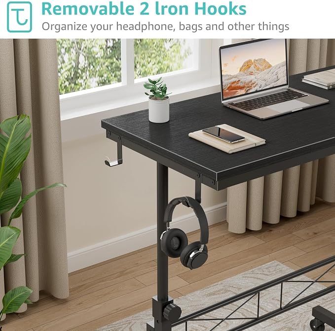 WINAZ Small Portable Rolling Standing Desk - 32 Inch Adjustable Height Mobile Teacher Podium on Wheels for Classroom, Stand Up Desks for Treadmill Walking Pad, Couch Sofa Side Laptop Table, Black - Image 7