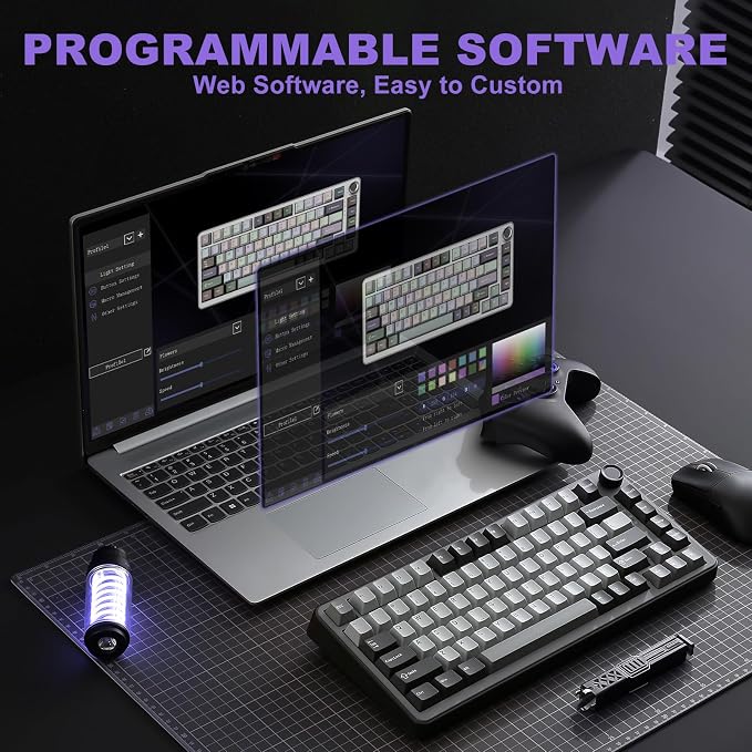 YUNZII B75 PRO 75% Wireless Mechanical Keyboard (Dark Grey,Milk Switch) | Hot Swap Keyboard with Knob, Gasket Mount, Creamy Pre-lubed Switch for Smooth Typing, BT/USB-C/2.4G, for Gaming - Image 6