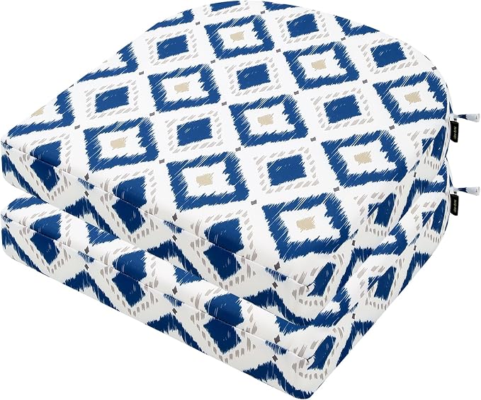 idee-home Outdoor Chair Cushions Set of 2, 17 x 17 Outdoor Seat Cushions | Patio Chair Cushions for Outdoor Furniture Waterproof with Ties, Outdoor Seat Cushion, Patio Chair Pads Dining Chair by idee-home