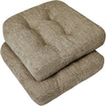 downluxe Chair Cushions for Dining Chairs 2 Pack, Tufted Indoor Chair Pads with Non-Slip Bottom, U-Shaped Kitchen Chair Cushions, 18"x18"x4", Khaki by Downluxe
