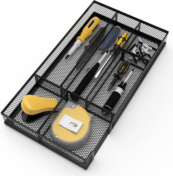 Desk Drawer Organizer, Metal Mesh Dividers Organizer (Blak-2P, Small) - Image 5