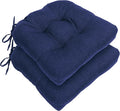 RACE LEAF Outdoor Seat Cushions Set of 2, 19" x 19" Square Patio Cushions, Plump Filling Tufted Water-Resistant Olefin Chair Seat Cushion with Ties for Non-Slip Support, Navy by RACELEAF
