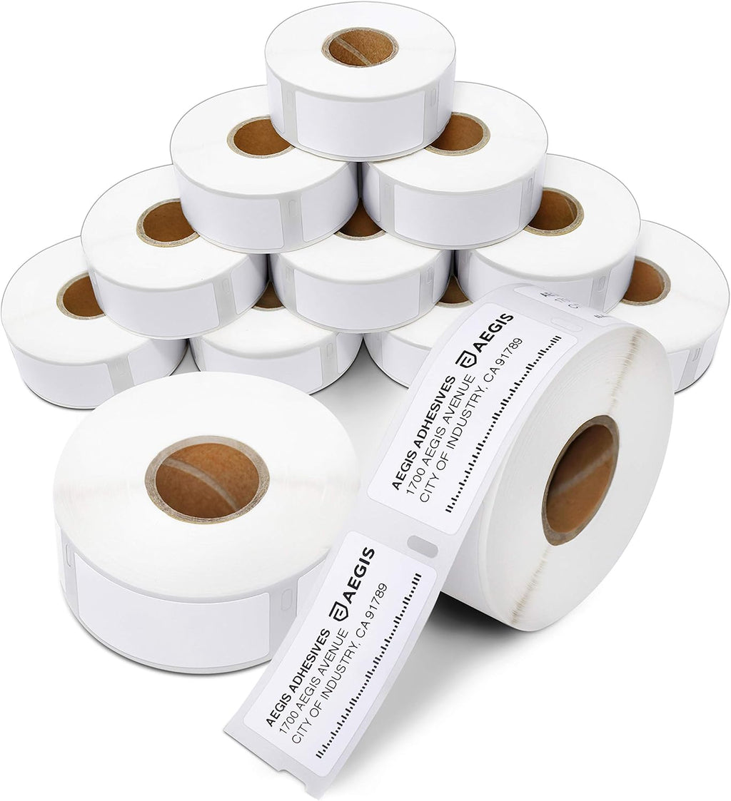 Replacement for DYMO 30336 (12 Rolls, 6000 Labels) 1" X 2 1/8" by Aegis Adhesives
