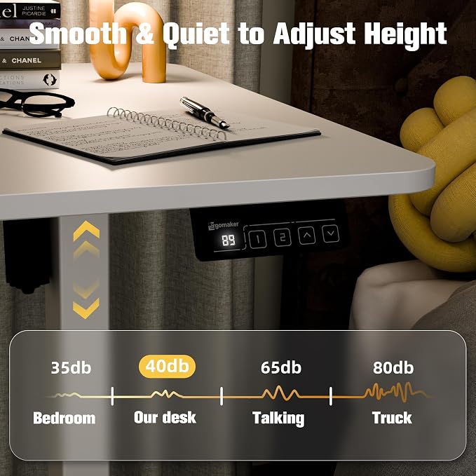 55"x24" Standing Desk, Height Adjustable Sit-Stand Office, White | Electric Adjustable Standing Desk, Sit to Stand Computer Office Desk with Splice Board, Memory Preset, Lifts 28''-46.5" - Image 5