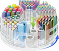 CraftGenes Clear Rotating Organizer, Acrylic Pen Holder, Marker Organizer | Pen organizer for desk and art supply organizer with 7 removable sections for markers, pencils, brushes, and office supplies. by CraftGenesTools