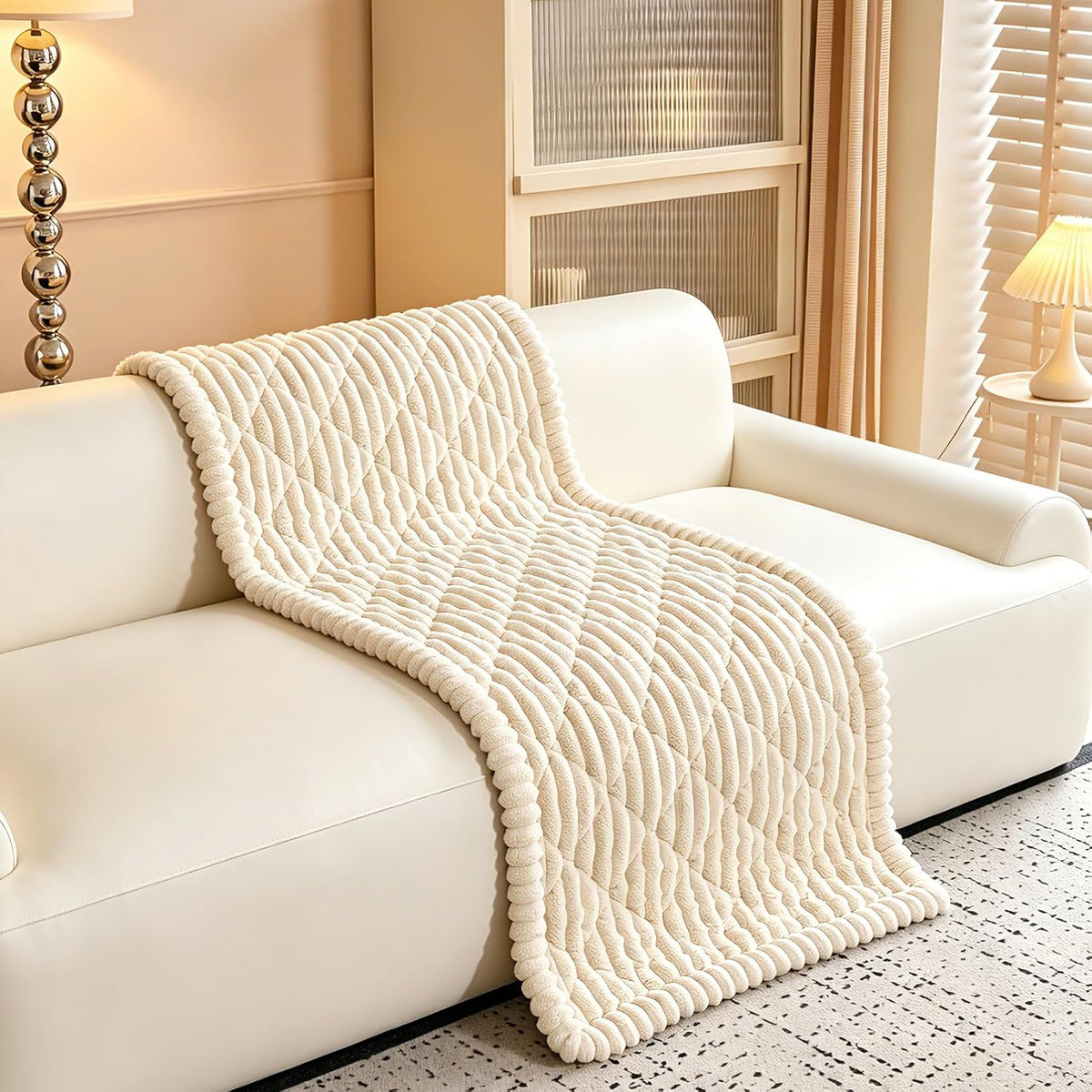 100% Waterproof Fuzzy Couch Cover for Dogs, Washable Non-Slip Pet Couch Covers for Sofa, Soft Thick Furniture Protector Sofa Slipcover Mat for Dogs (Beige, 27.5" x 59") - Image 8