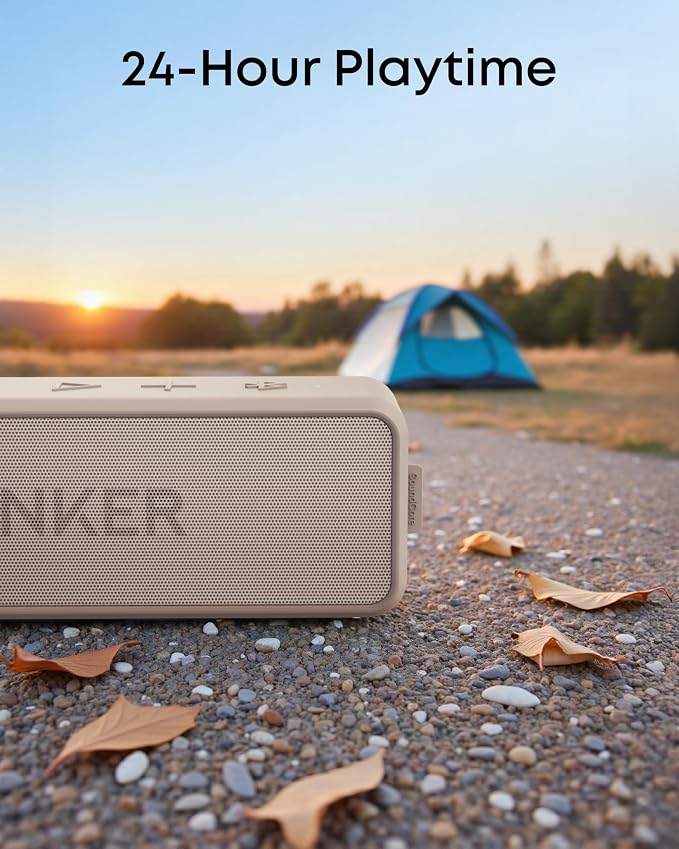 Anker soundcore 2 Portable Bluetooth Speaker, Stereo Sound, IPX7 | BassUp, 24H Playtime, Bluetooth 6, Wireless Speaker for Home, Outdoors, Travel-Mocha Brown - Image 3