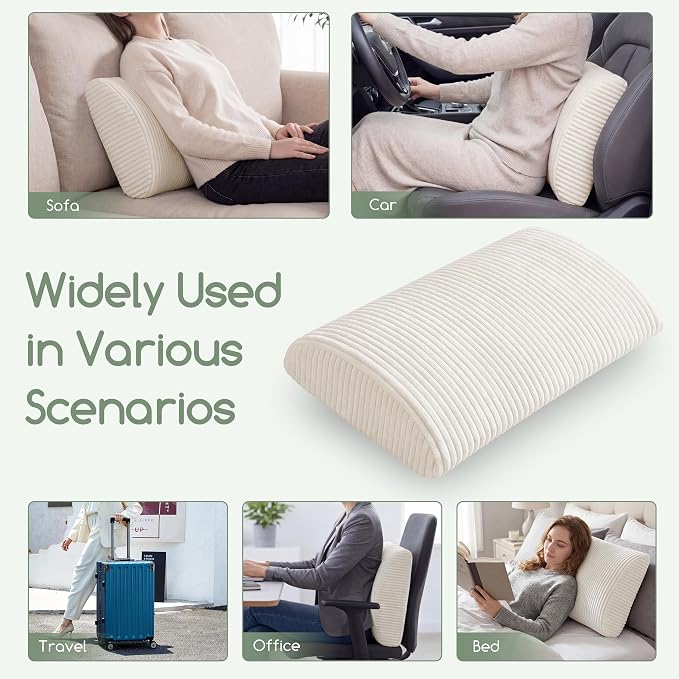 Lumbar Support Pillow for Recliner Chair/Accent Chair/Couch, Extra Large Memory Foam Back Support Cushion for Elderly, Recliner Cushions for Back Rest, Pain Relief, Reading, Washable Cover, Beige - Image 5