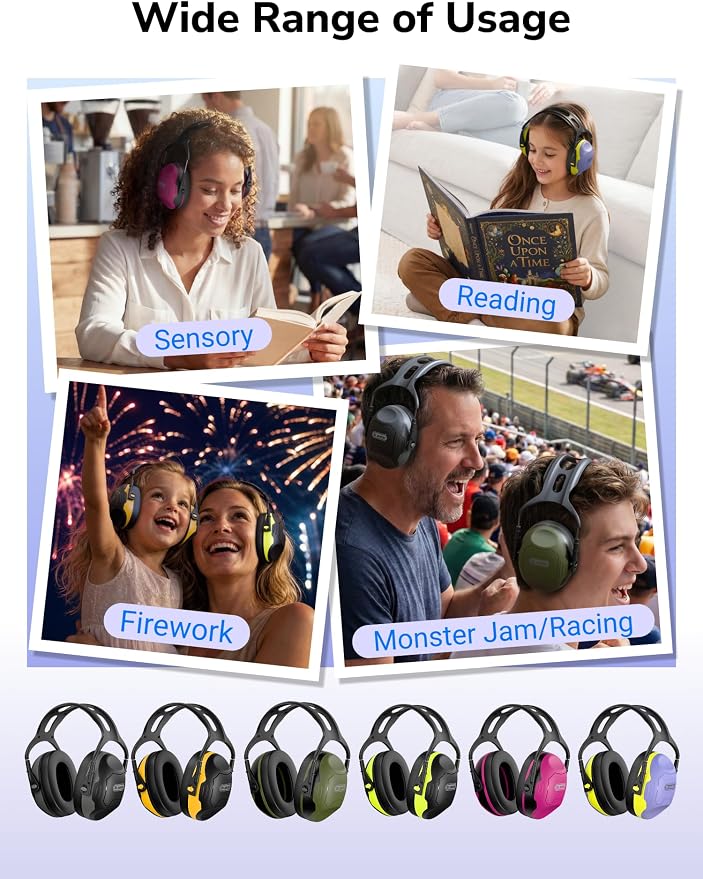 Dr.meter Noise Cancelling Headphones for Kids Adults Ear Protection C06 | NRR28dB Ear Protection Ear Muffs, Hearing Protection Earmuffs for Range, Mowing, Woodworking, Concerts Fireworks Monster Jam - Image 9