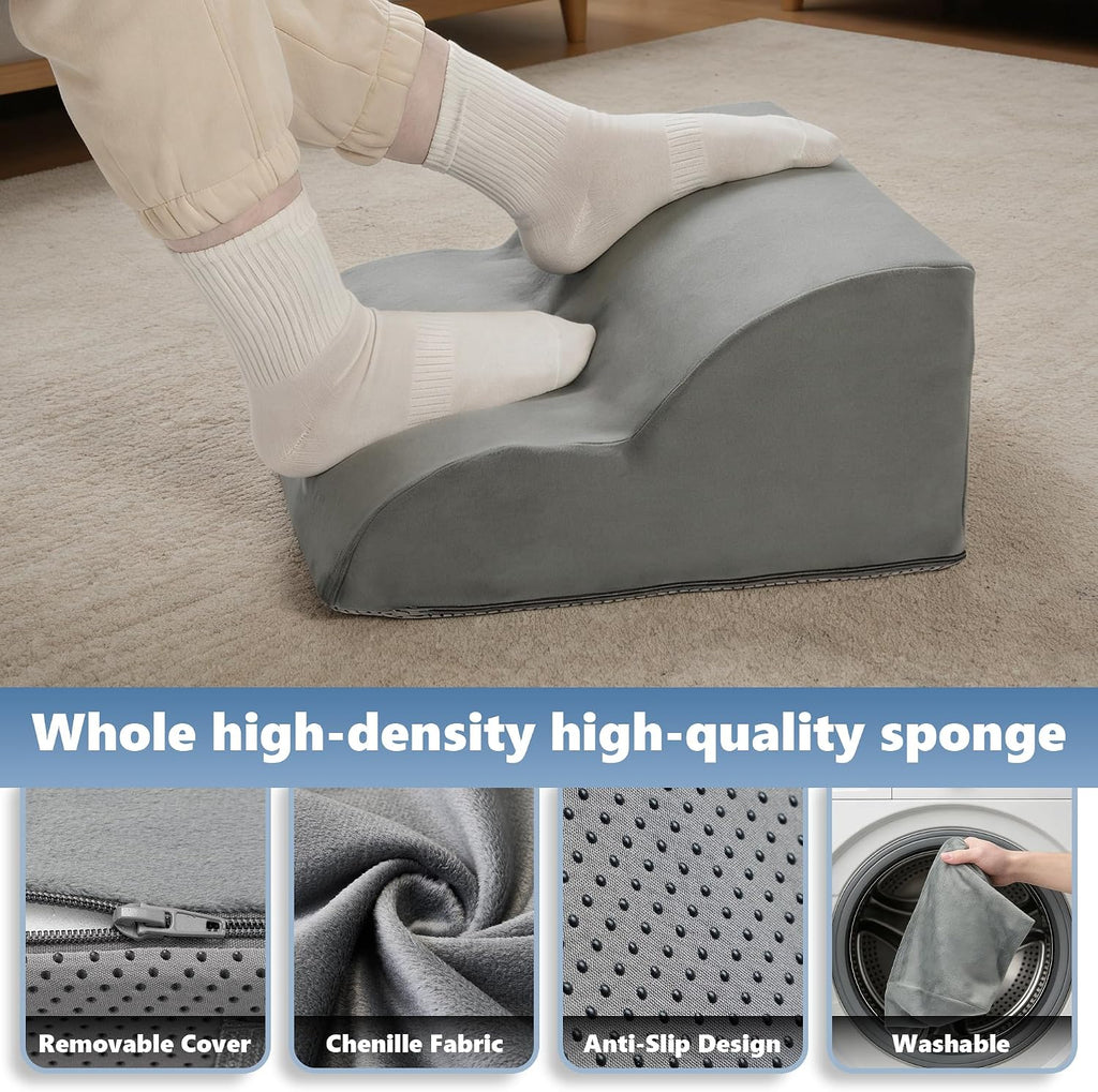 Foot Rest Under Desk for Office, Ergonomic Adjustable Footrest with Washable Cover, Soft Desk Foot Stool for Home Office, Work, Gaming, Long Sitting, Gray - Image 5