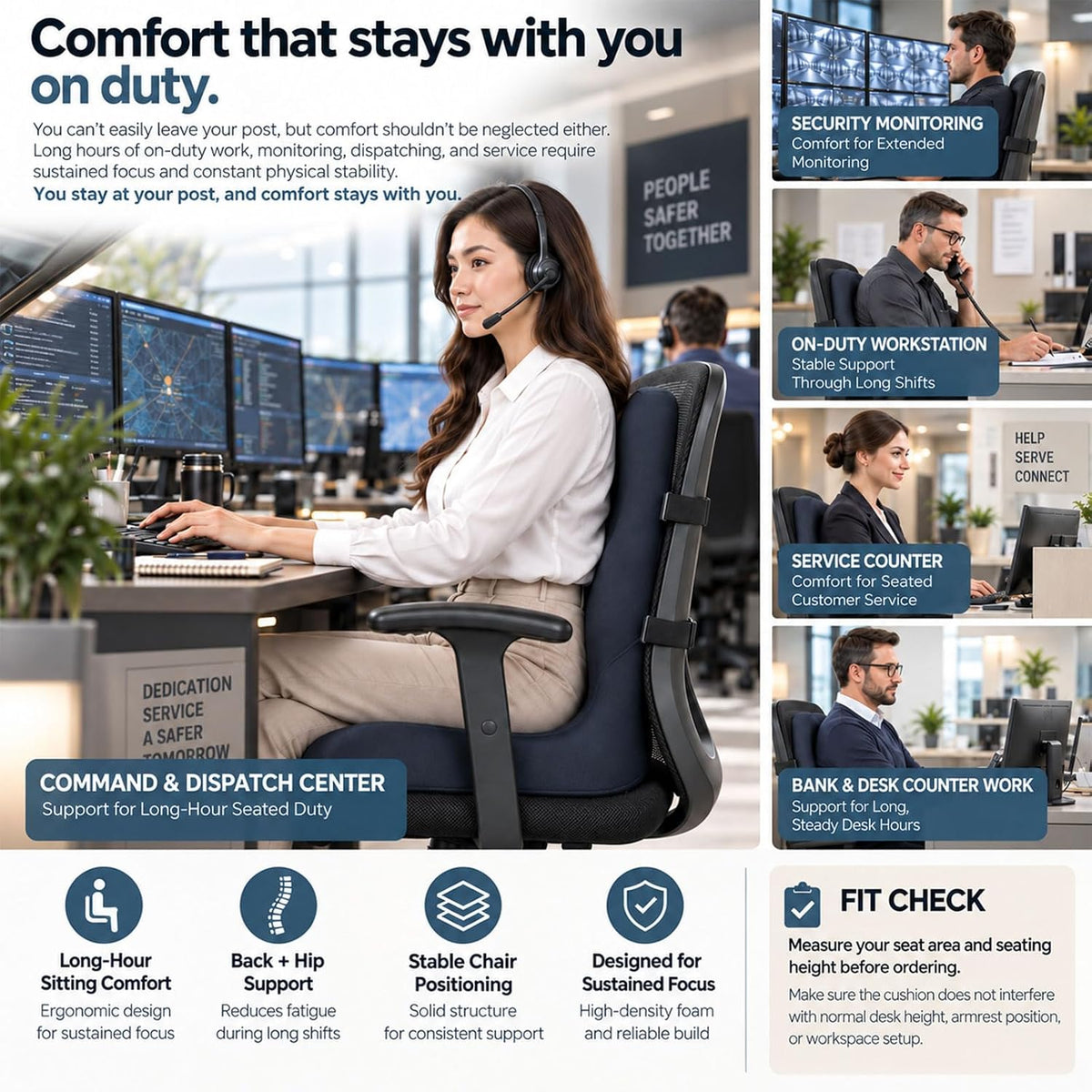 Office Chair Cushion with Back Support, Wide Memory Foam Ergonomic Design - Image 7