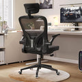 Monhey Office Chair Ergonomic Desk Chair with Lumbar Support&Headrest&Flip-up Arms Height Adjustable Rocking Swivel High Computer Chair Multi-Angle from 90° to 125° with 350LBS Capacity (03All Black) by Monhey-EasyErgonomicChair