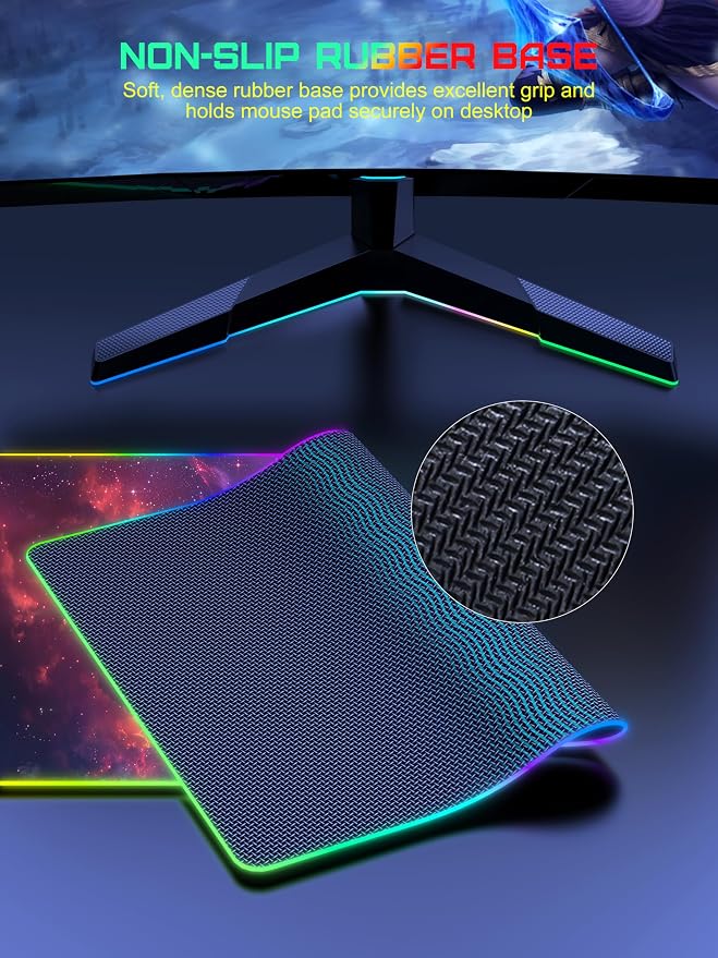 TopMade Wireless Charging Mouse Pad, RGB Gaming Mousepad, 35.4" x 15.8" Extra Large Waterproof Keyboard Desk Pad, Computer Desk Mat, Red Nebula (Includes 20W PD Power Adapter & 6.56ft Woven Cable) - Image 6