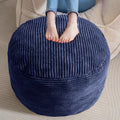 HIGOGOGO Round Stuffed Pouf Ottoman, Corduroy Poufs with Foam Chunk Filling, Furry and Fluffy Pouf Foot Stool Storage Ottoman, 26 X 18 Floor Poufs Foot Rest for Living Room, Navy by HIGOGOGO