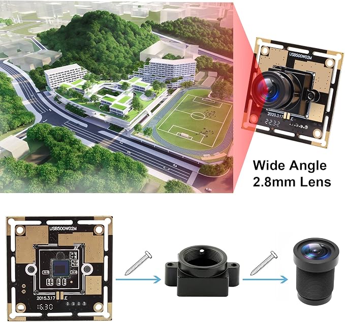 ELP 5mp USB Camera Module for Computer Industrial Machine Vision Webcam | 2.8mm Lens Wide Angle PC Camera for Windows Linux Android, Mac, UVC USB2.0 Lightburn Camera for Laptop, Computer, Jetson Nano - Image 3