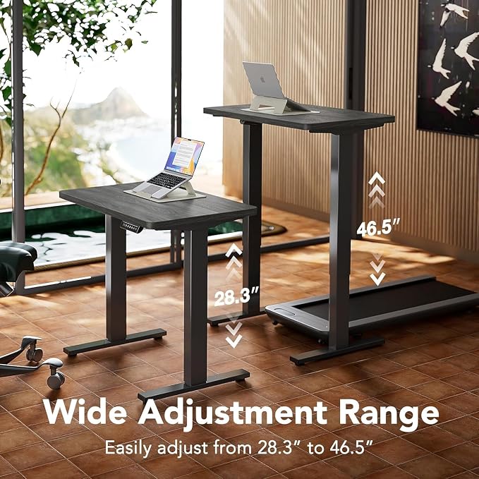 HUANUO 71x30 Inch Electric Standing Desk, Height Adjustable, Walnut | 176 Lbs Capacity, Smooth Home Office Desk, 4 Memory Presets & Headphone Hooks, 28.3–46.5 Inch Height Range, Easy to assemble - Image 3