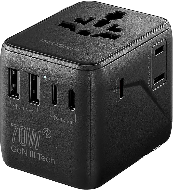 Insignia All-in-One Ground Travel Adapter Converter Series with USB Ports (70W All-in-1 Travel Adapter) by INSIGNIA