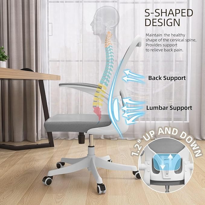 Ergonomic Office Desk Chair High Back Mesh Computer Chair Adjustable Chair | 360° Swivel Adjustable Lumbar Support & Flip-Up Armrests capacity 300 lbs capacity - Image 4