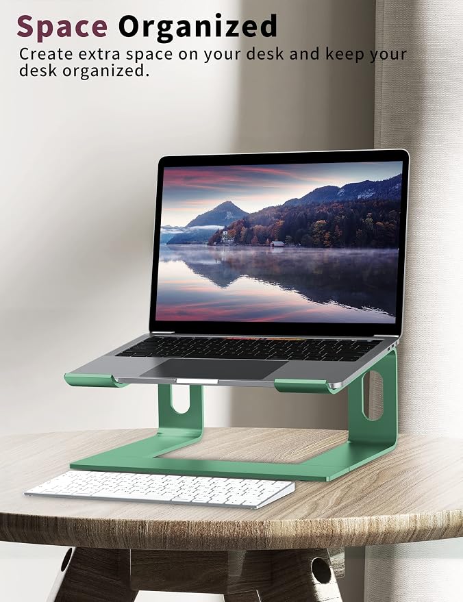 ALASHI Laptop Stand for Desk, Aluminum Computer Riser, Ergonomic Notebook Holder, Detachable Metal Laptops Elevator, PC Cooling Mount Support 10 to 15.6 Inches Notebook, Light Green - Image 7