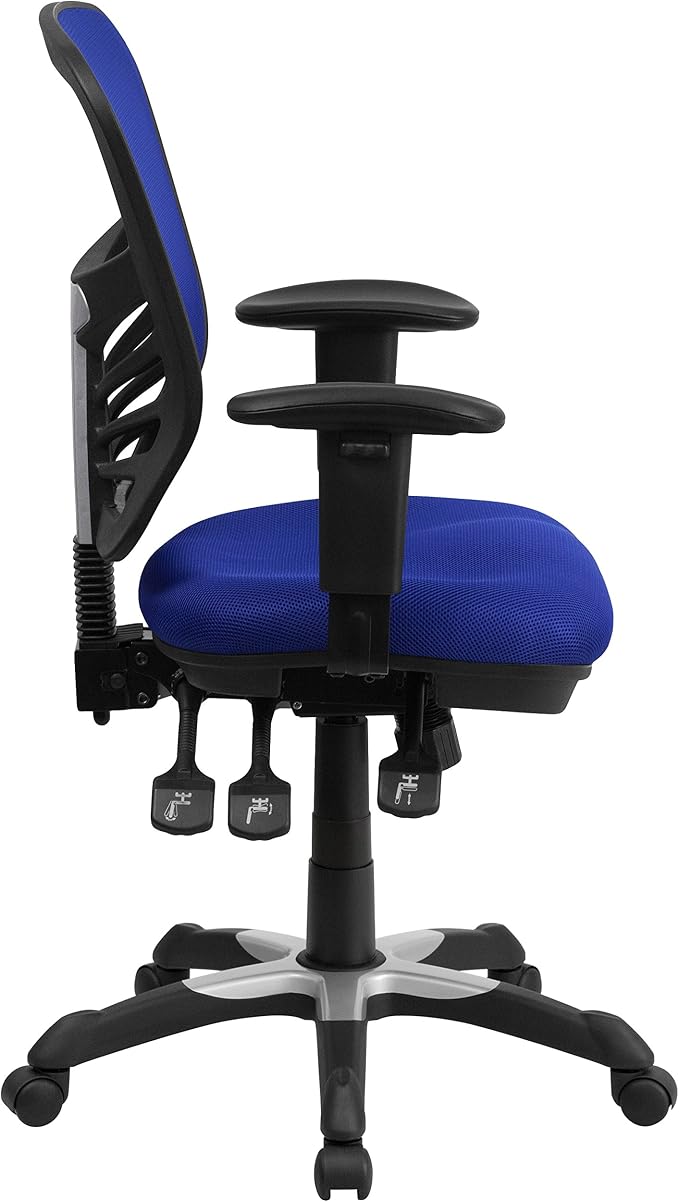 Flash Furniture Mid-Back Blue Mesh Multifunction Executive Swivel Ergonomic Office Chair with Adjustable Arms | Adjustable Armrests, 360° Swivel, Height Adjustable, Commercial Grade - Image 6