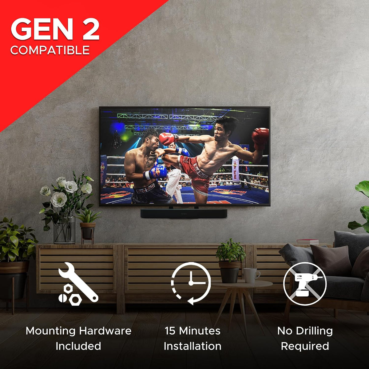 Soundbar TV Mount Attachment for Sonos Beam Gen 1& 2 Only, Black - Image 5