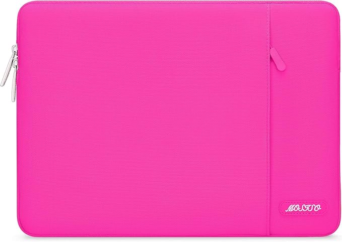 MOSISO Laptop Case 13.3 inch, 13-13.3 inch Laptop Sleeve Bag with Pocket | Compatible with MacBook Air/Pro 13/Pro 14 M5 M4 M3 M2 M1, HP Dell ASUS Lenovo, Polyester Vertical Computer Bag, Bright Rose by MOSISO