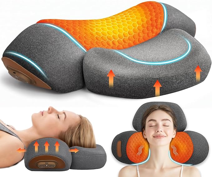 3-In-1 Neck Massager Pillow With Heat,Neck Pillow Massager For Pain Relief Deep Tissue,Thera Pillow Traction Massager,Neck Hump Corrector Massager Pillows For Neck,Ergonomic Neck Pillow For Sleeping by FunBy