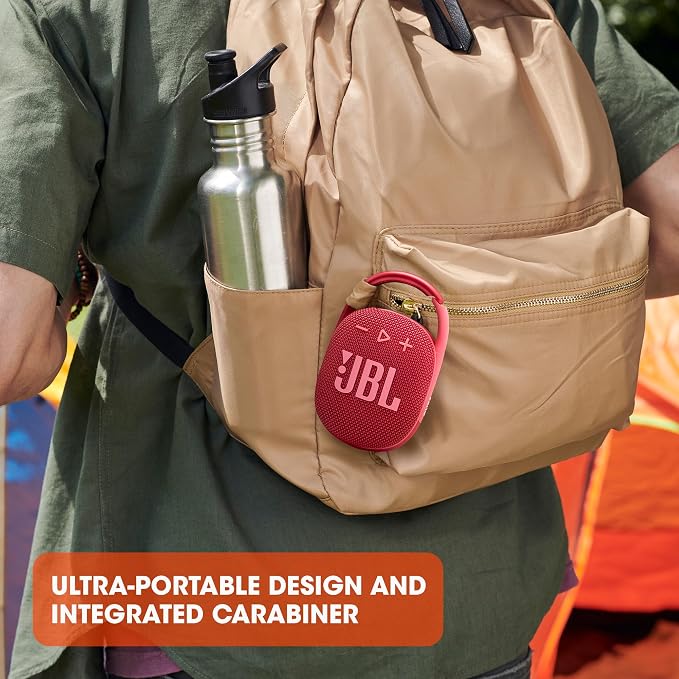 JBL Clip 4 - Portable Mini Bluetooth Speaker, big audio and punchy bass, integrated carabiner, IP67 waterproof and dustproof, 10 hours of playtime, speaker for home, outdoor and travel (Red) - Image 5